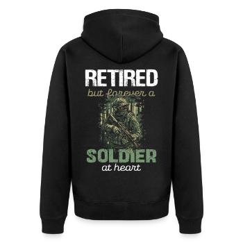Soldat à la retraite dans l’âme - Veste à capuche bio Premium Unisexe - noir - Dos - Nico (187cm)