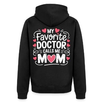 Mon médecin préféré m’appelle maman - Veste à capuche bio Premium Unisexe - noir - Dos - Nico (187cm)