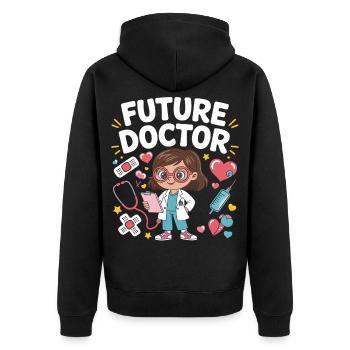 Zukünftige Doktorin Cartoon - Unisex Premium Bio Zip Hoodie - Schwarz - Hinten - Nico (187cm)