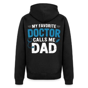 Meine Lieblingsdoktor ruft Papa - Unisex Premium Bio Zip Hoodie - Schwarz - Hinten - Nico (187cm)