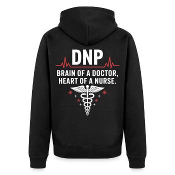 DNP Soignant Cerveau Cœur - Veste à capuche bio Premium Unisexe - noir - Dos - Nico (187cm)
