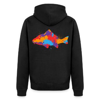 Bunter Karpfen Angeln Karpfenangler Fischen Angler - Unisex Premium Bio Zip Hoodie - Schwarz - Hinten - Nico (187cm)