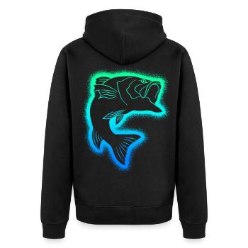 Angeln Fischer Kinder Herren Angler Jungen - Unisex Premium Bio Zip Hoodie - Schwarz - Hinten - Nico (187cm)