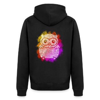 Zentangle Owl - Unisex Premium Organic Zip Hoodie - black - Back - Nico (187cm)