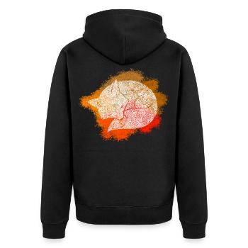Zentangle Fuchs - Unisex Premium Bio Zip Hoodie - Schwarz - Hinten - Nico (187cm)
