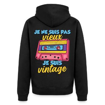I'm Not Old I'm Vintage Birthday - Unisex Premium Organic Zip Hoodie - black - Back - Nico (187cm)