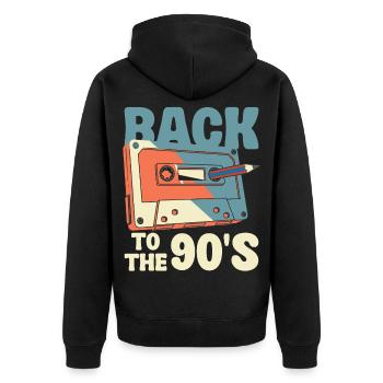 Années 90 Anniversaire 90s Cassette Déguisement - Veste à capuche bio Premium Unisexe - noir - Dos - Nico (187cm)