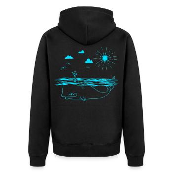 SUP - Unisex Premium Bio Zip Hoodie - Schwarz - Hinten - Nico (187cm)