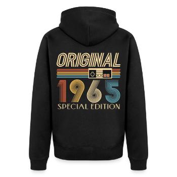 Gamer 60th Birthday 60th Anniversary Original 1965 - Unisex Premium Organic Zip Hoodie - black - Back - Nico (187cm)