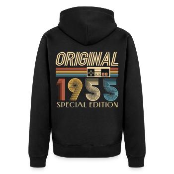 Gamer 70th Birthday 70th Anniversary Original 1955 - Unisex Premium Organic Zip Hoodie - black - Back - Nico (187cm)