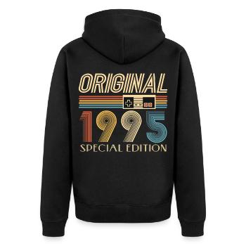 Gamer 30th Birthday 30th Anniversary Original 1995 - Unisex Premium Organic Zip Hoodie - black - Back - Nico (187cm)