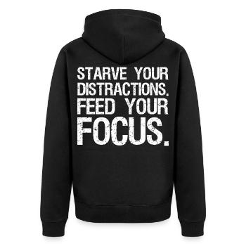 Affamez vos distractions, nourrissez votre concentration - Veste à capuche bio Premium Unisexe - noir - Dos - Nico (187cm)