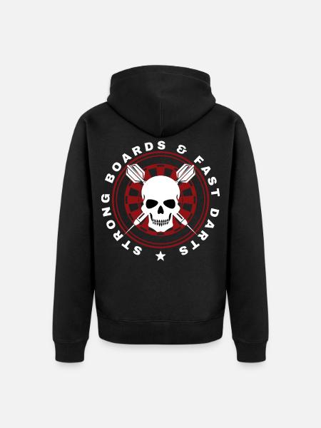 Darts, Bullseye, Dartboard and Skull. - Unisex Premium Organic Zip Hoodie - black