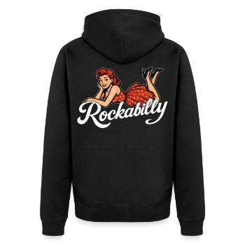 Rockabilly Pin-Up Femme Années 50 Allongé Jupon Rouge - Veste à capuche bio Premium Unisexe - noir - Dos - Nico (187cm)