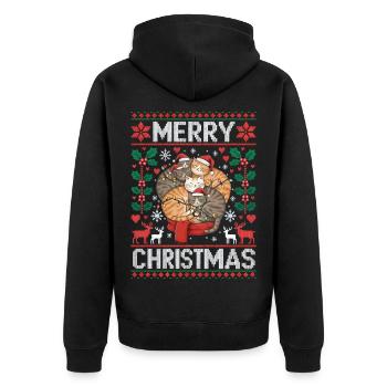 Cats, Coziness, Christmas, Sweet, Cute - Unisex Premium Organic Zip Hoodie - black - Back - Nico (187cm)