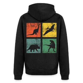 Dinosaur Dino Dinos Tyrannosaurus Triceratops - Unisex Premium Organic Zip Hoodie - black - Back - Nico (187cm)