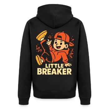 Little Breaker – Cooles Breakdance Kinder - Unisex Premium Bio Zip Hoodie - Schwarz - Hinten - Nico (187cm)