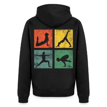 Yoga Übungen Yogini Meditation Fitness Geschenk - Unisex Premium Bio Zip Hoodie - Schwarz - Hinten - Nico (187cm)