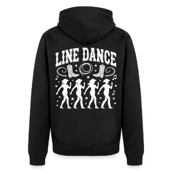 Line Dance Silhouetten Tanz - Unisex Premium Bio Zip Hoodie - Schwarz - Hinten - Nico (187cm)