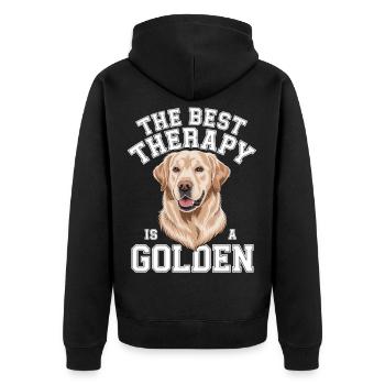 Best Therapy Golden Retriever - Unisex Premium Organic Zip Hoodie - black - Back - Nico (187cm)