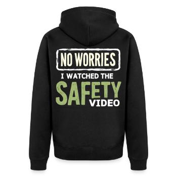 Kein Stress Sicherheitsvideo Meme - Unisex Premium Bio Zip Hoodie - Schwarz - Hinten - Nico (187cm)