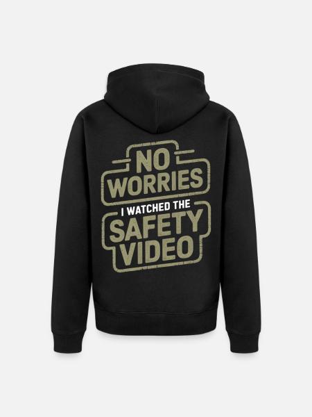 No Worries Safety Video Meme - Unisex Premium Organic Zip Hoodie - black