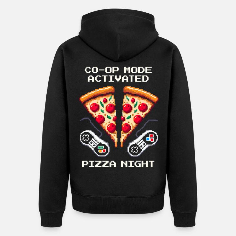 Coop activé : Soirée pizza | Jeux multijoueurs - Veste à capuche bio Premium Unisexe - noir