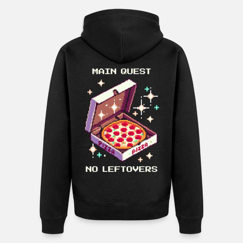 Quête principale : Pas de restes | Pizza RPG Humour - Veste à capuche bio Premium Unisexe - noir