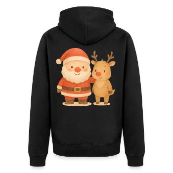 Le Père Noël et les rennes s’amusent pendant les fêtes de fin d’année - Veste à capuche bio Premium Unisexe - noir - Dos - Nico (187cm)