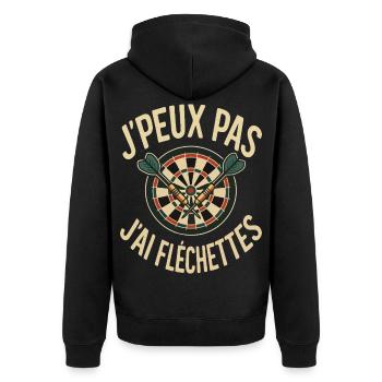 I Can't I Darts Design Darts Player - Unisex Premium Bio Zip Hoodie - Schwarz - Hinten - Nico (187cm)