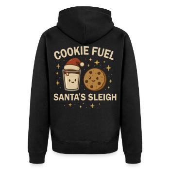 Weihnachten Baking Crew - Weihnachtskeks & Milch  - Unisex Premium Bio Zip Hoodie - Schwarz - Hinten - Nico (187cm)