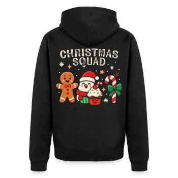 Weihnachten Christmas Squad - Lustige Süßigkeiten - Unisex Premium Bio Zip Hoodie - Schwarz - Hinten - Nico (187cm)