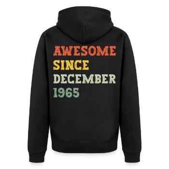 1965 Décembre Cadeau d’anniversaire - Veste à capuche bio Premium Unisexe - noir - Dos - Nico (187cm)
