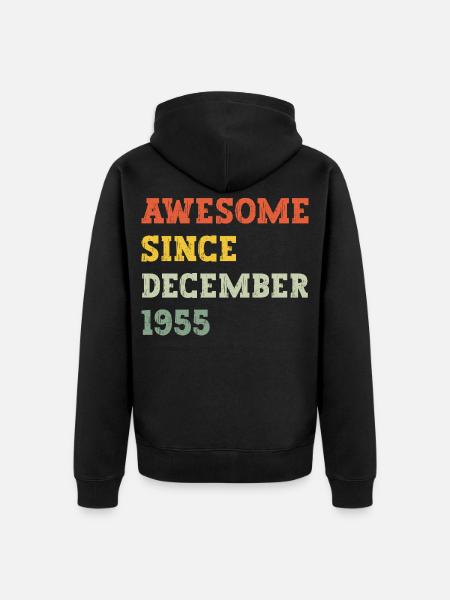 1955 December Birthday Gift - Unisex Premium Organic Zip Hoodie - black
