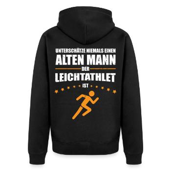 Gift Old Man - Athlete | Retro Vintage - Unisex Premium Organic Zip Hoodie - black - Back - Nico (187cm)