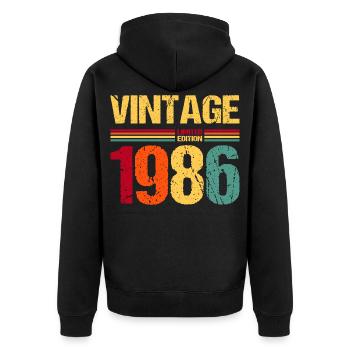 40e anniversaire 1986 Édition limitée - Veste à capuche bio Premium Unisexe - noir - Dos - Nico (187cm)