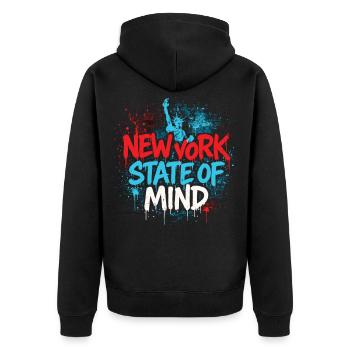 New York State of Mind – Graffiti Street Art Look - Unisex Premium Organic Zip Hoodie - black - Back - Nico (187cm)