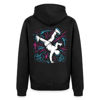Breakdance Explosion – Danse streetstyle - Veste à capuche bio Premium Unisexe - noir - Dos - Nico (187cm)