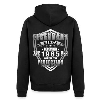 Décembre 1965 Jubilé 1965 Légendes Décembre - Veste à capuche bio Premium Unisexe - noir - Dos - Nico (187cm)