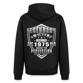 Décembre 1975 Jubilé 1975 Légendes Décembre - Veste à capuche bio Premium Unisexe - noir - Dos - Nico (187cm)