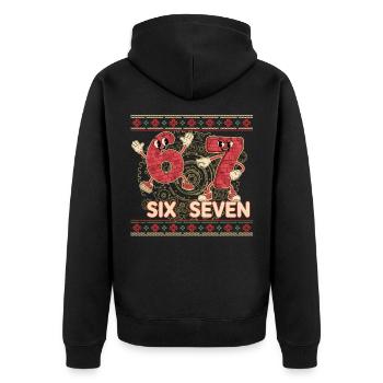 6 7 Six Seven Memes – Aura Points Christmas - Unisex Premium Organic Zip Hoodie - black - Back - Nico (187cm)