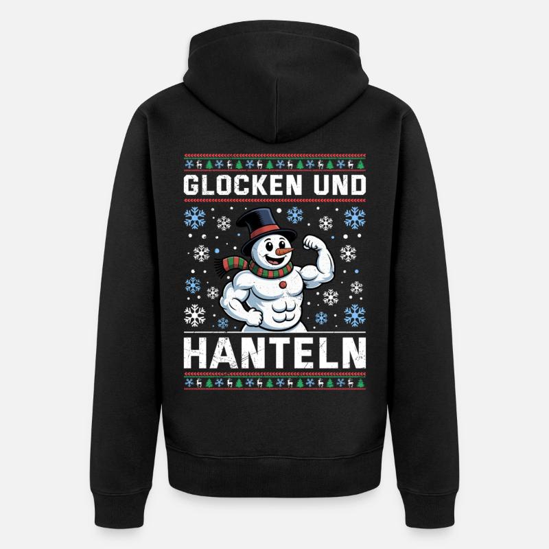 Noël CLOCHES ET HALTÈRES Fun - Veste à capuche bio Premium Unisexe - noir