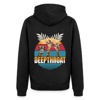 Girafes dans un coucher de soleil rétro DEEPTHROAT - Veste à capuche bio Premium Unisexe - noir - Dos - Nico (187cm)