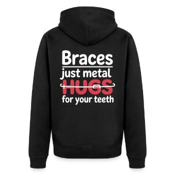 Brace Journey Smile Fortschritt Kunst - Unisex Premium Bio Zip Hoodie - Schwarz - Hinten - Nico (187cm)