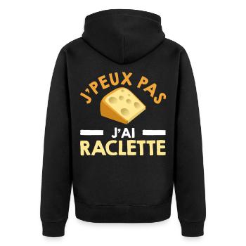 Je Peux Pas J'ai Raclette Cadeau Humour Drôle - Veste à capuche bio Premium Unisexe - noir - Dos - Nico (187cm)