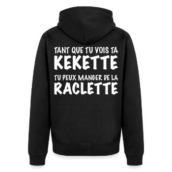 Humor Raclette Beauf Käse Fan Lustiges Geschenk - Unisex Premium Bio Zip Hoodie - Schwarz - Hinten - Nico (187cm)