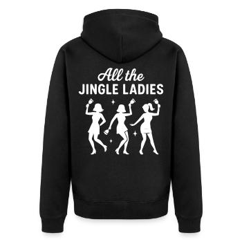 Alle The Jingle Ladies Weihnachtsspaß - Unisex Premium Bio Zip Hoodie - Schwarz - Hinten - Nico (187cm)