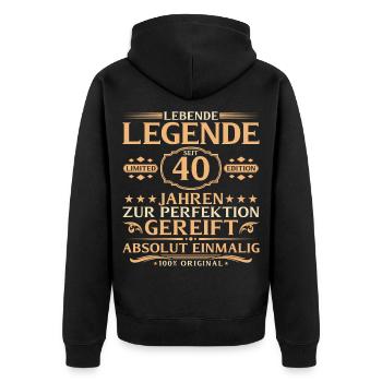 40. Geburtstag - Lebende Legende seit 40 Jahren - Unisex Premium Bio Zip Hoodie - Schwarz - Hinten - Nico (187cm)