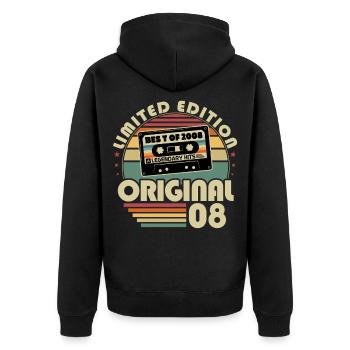 2008 Vintage Born Vintage Anniversaire Rétro - Veste à capuche bio Premium Unisexe - noir - Dos - Nico (187cm)
