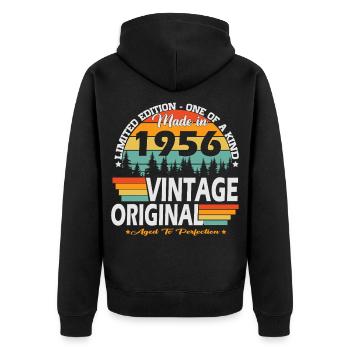 1956 Vintage Born Retro Birthday Gift - Unisex Premium Organic Zip Hoodie - black - Back - Nico (187cm)